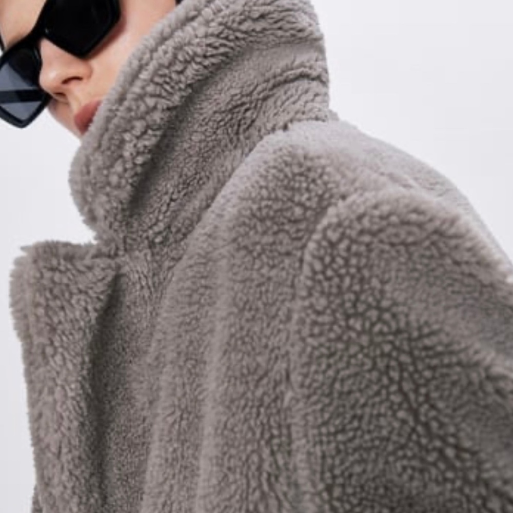 ZARA Fleece Coat:Gray, US M ,L, XL, XXL - Picture 7 of 10